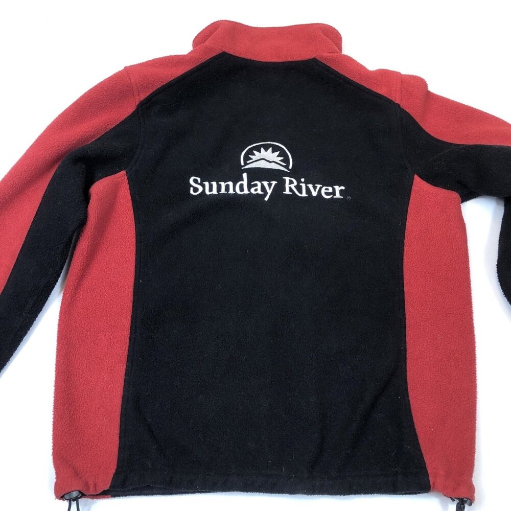 LL Bean Mens Sunday River Ski Resort Black & Red Fleece Full Zip  Jacket Medium - Picture 8 of 10